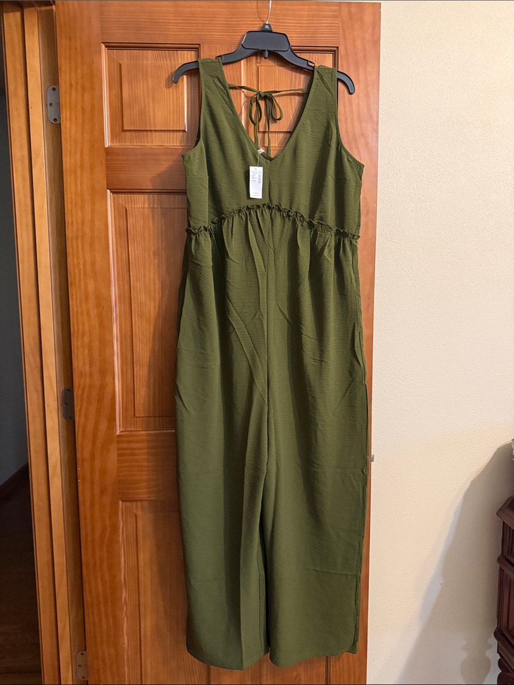 Maurices Olive Green Sleeveless Tie-Back Jumpsuit brand new size large